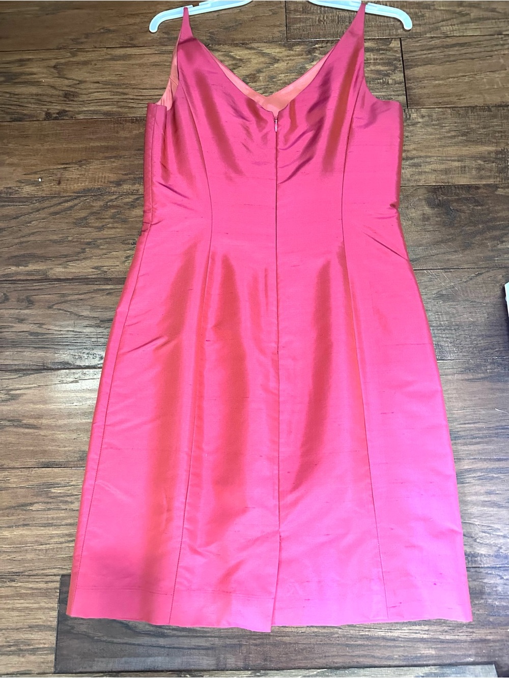 Ann Taylor Bright Pink V-Neck Midi Sheath Dress